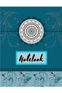 Notebook: Blue Floral Mandala Pattern Writing Gift - Lined NOTEBOOK, 130 pages, 8.5 x 11