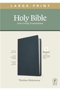 NLT Large Print Thinline Reference Bible, Filament Enabled Edition (Red Letter, Genuine Leather, Blue)
