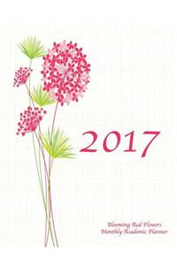 2017 Blooming Red Flowers Monthly Academic Planner