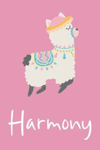 Harmony: Personalized Llama Sketchbook For Girls And kids With Customized Name, Birthday Gift Idea, 120 Pages of 6" x 9" Blank Paper for Drawing, Sketching, 