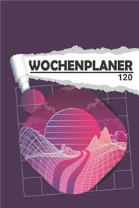 Wochenplaner mit abstrakter Neon Landschaft
