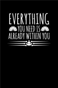 Everything You Need Is Already Within You: Composition Notebook Writing Journal 6" x 9" 0 Pages. Journal Notebook for Note Taking, Diary, Journaling, Gratitude and Reminder for Girls, Women a