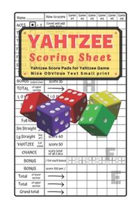 Yahtzee Scoring Sheet