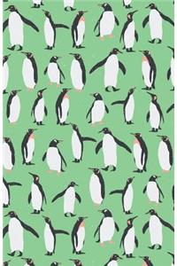 Bullet Journal Penguins in Snow Winter Pattern - Green