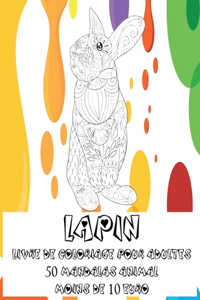 Livre de coloriage pour adultes - Moins de 10 euro - 50 Mandalas Animal - Lapin