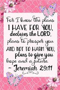 For I know the plans I have for you, declares the LORD, plans to prosper you and not to harm you, plans to give you hope and a future - Jeremiah 29