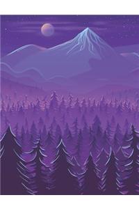 Mountain View at Night Blank Lined Notebook