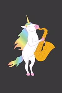 Einhorn spielt Tenorsaxophon