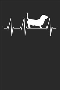 Basset Hound Journal - Basset Hound Notebook 'Dog Heartbeat' - Gift for Basset Hound Lovers