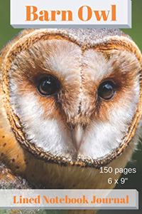 Barn Owl Lined Notebook Journal 150 Pages 6 X 9