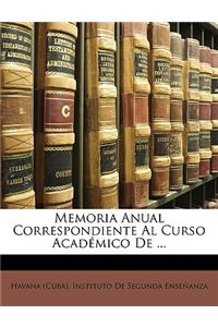 Memoria Anual Correspondiente Al Curso Académico De ...