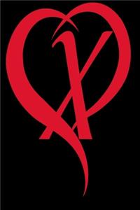 Monogram Initial Letter X Adorable Heart Red and Black