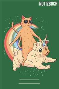 Notizbuch quadratisch Katze Mops Regenboge