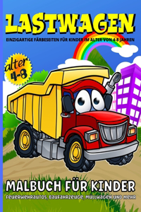 Lastwagen Malbuch Fur Kinder: Großer Lkw Malbuch für Jungen und Mädchen mit lustigen Illustrationen von Feuerwehrautos, Baufahrzeugen, Müllwagen und mehr