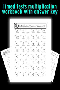 Timed tests multiplication workbook with answer key