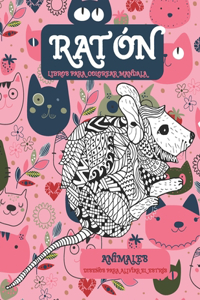 Libros para colorear Mandala - Diseños para aliviar el estrés - Animales - Ratón
