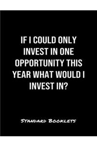 If I Could Only Invest In One Opportunity This Year What Would I Invest In?