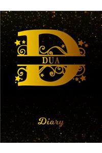 Dua Diary: Letter D Personalized First Name Personal Writing Journal Black Gold Glittery Space Effect Cover Daily Diaries for Journalists & Writers Note Taking