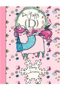 Be happy (D) merry Christmas: unicorn Notebook - Large (8.5 x 11 inches) - 110 Pages - unicorn Cover - notebook make my day good