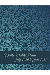 Weekly Monthly Planner July 2020 to June 2021