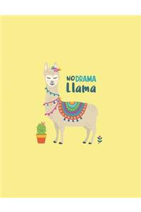 No darma llama: Cute llama on yellow cover (8.5 x 11) inches 110 pages, Blank Unlined Paper for Sketching, Drawing, Whiting, Journaling & Doodling