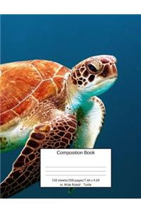 Composition Book 100 Sheets/200 Pages/7.44 X 9.69 In. Wide Ruled/ Turtle