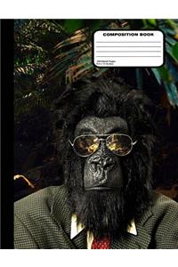 Gorilla in Glasses & Suit Composition Notebook Blank Unruled 200 Pages / 100 Sheets, 8-1/2
