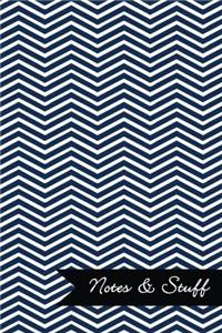Notes & Stuff Lined Notebook With Navy Blue Chevron Pattern Cover