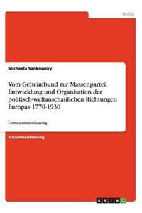 Vom Geheimbund zur Massenpartei. Entwicklung und Organisation der politisch-weltanschaulichen Richtungen Europas 1770-1930