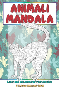 Libri da colorare per adulti - Stampa grande fiori - Animali Mandala