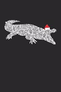 Christmas Notebook 'Crocodile with Santa Hat' - Christmas Gift for Animal Lover - Santa Hat Crocodile Journal