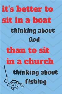 Fishing God Church Blank Lined Journal Notebook