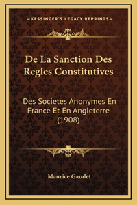 De La Sanction Des Regles Constitutives