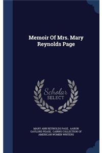 Memoir Of Mrs. Mary Reynolds Page