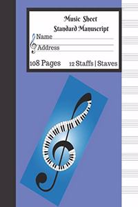 Music Sheet Standard Manuscript 108 Pages 12 Staffs Staves