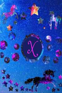 Starry Unicorns Notebook Monogram Series X
