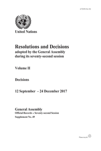 Resolutions and Decisions Adopted by the General Assembly During Its Seventy-Second Session