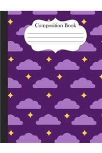 Composition Book: Purple Night Clouds Print Notebook Journal 8.5" x 11" 120 pages wide ruled