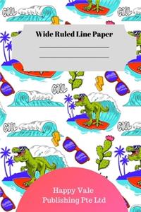 Cute Dinosaur Theme Wide Ruled Line Paper