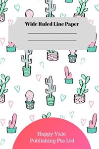 Cute Cactus Theme Wide Ruled Line Paper