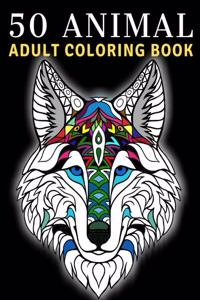 50 Animals Adult Coloring Book