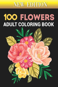 100 flowers adult coloring book