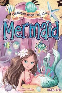 Mermaid Coloring Book for Girls Ages 4-8