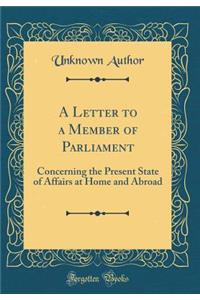 A Letter to a Member of Parliament: Concerning the Present State of Affairs at Home and Abroad (Classic Reprint)