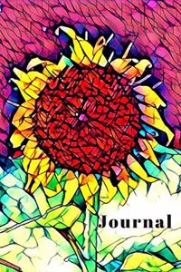 Pretty Yellow Sunflower Cute Flower Lover's Woman's Blank Lined Journal for daily thoughts Notebook