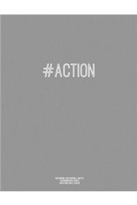 Notebook for Cornell Notes, 120 Numbered Pages, #ACTION, Grey Cover