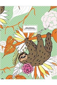 Sloth Journal: Ruled, Large, Soft Cover. Cute Animal Design in Green and Orange (Cute Journals)