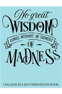 College Ruled Composition Book Blue