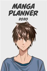 Manga planner 2020 [brown eyes boy ] plain background] [weekly] [6x9]
