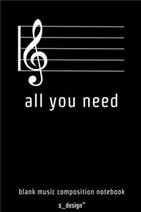 Music Notebook for Music Composition / Song-Writing / Song-Texting / Songtext Writing